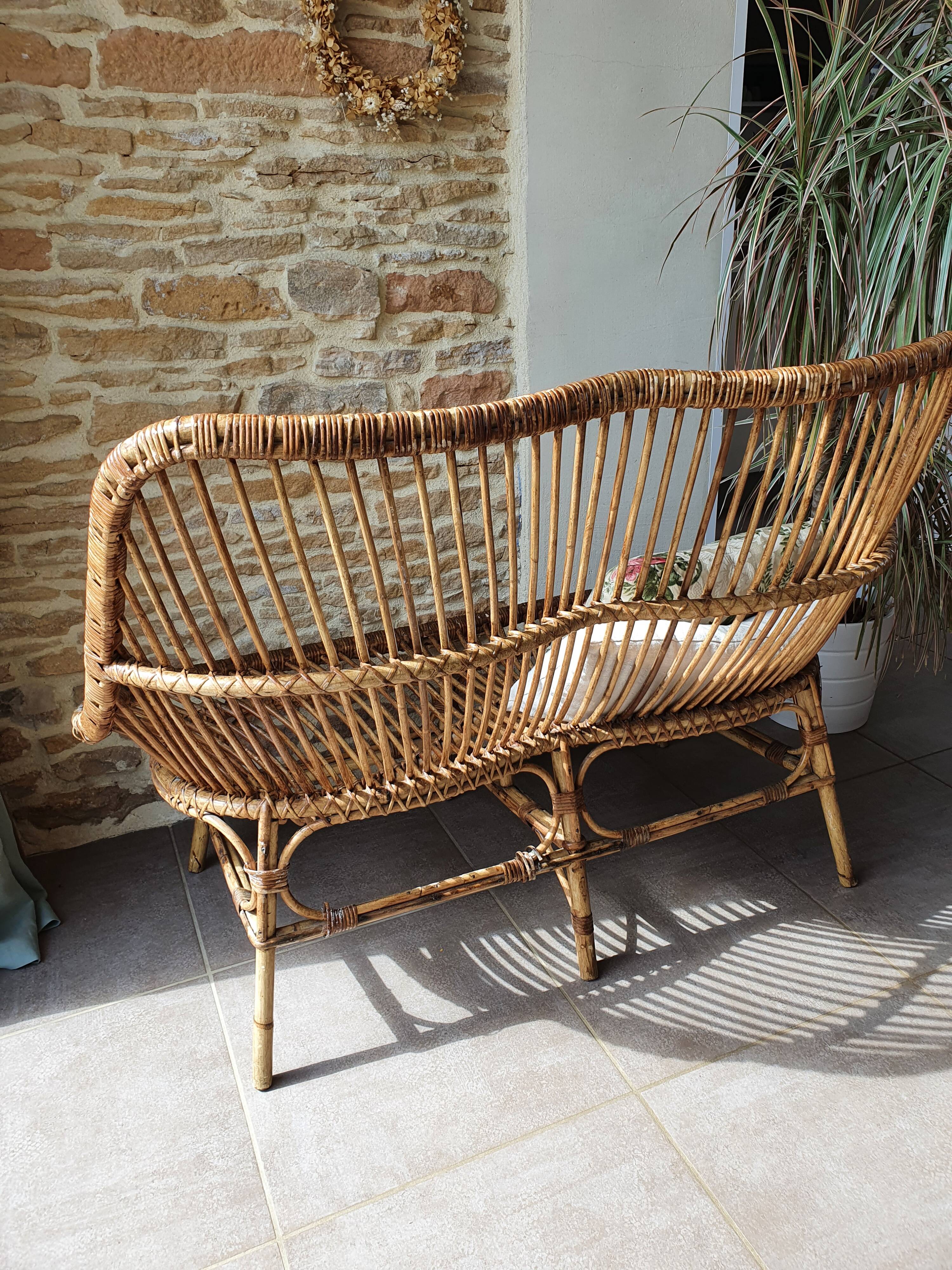Rattan bench
