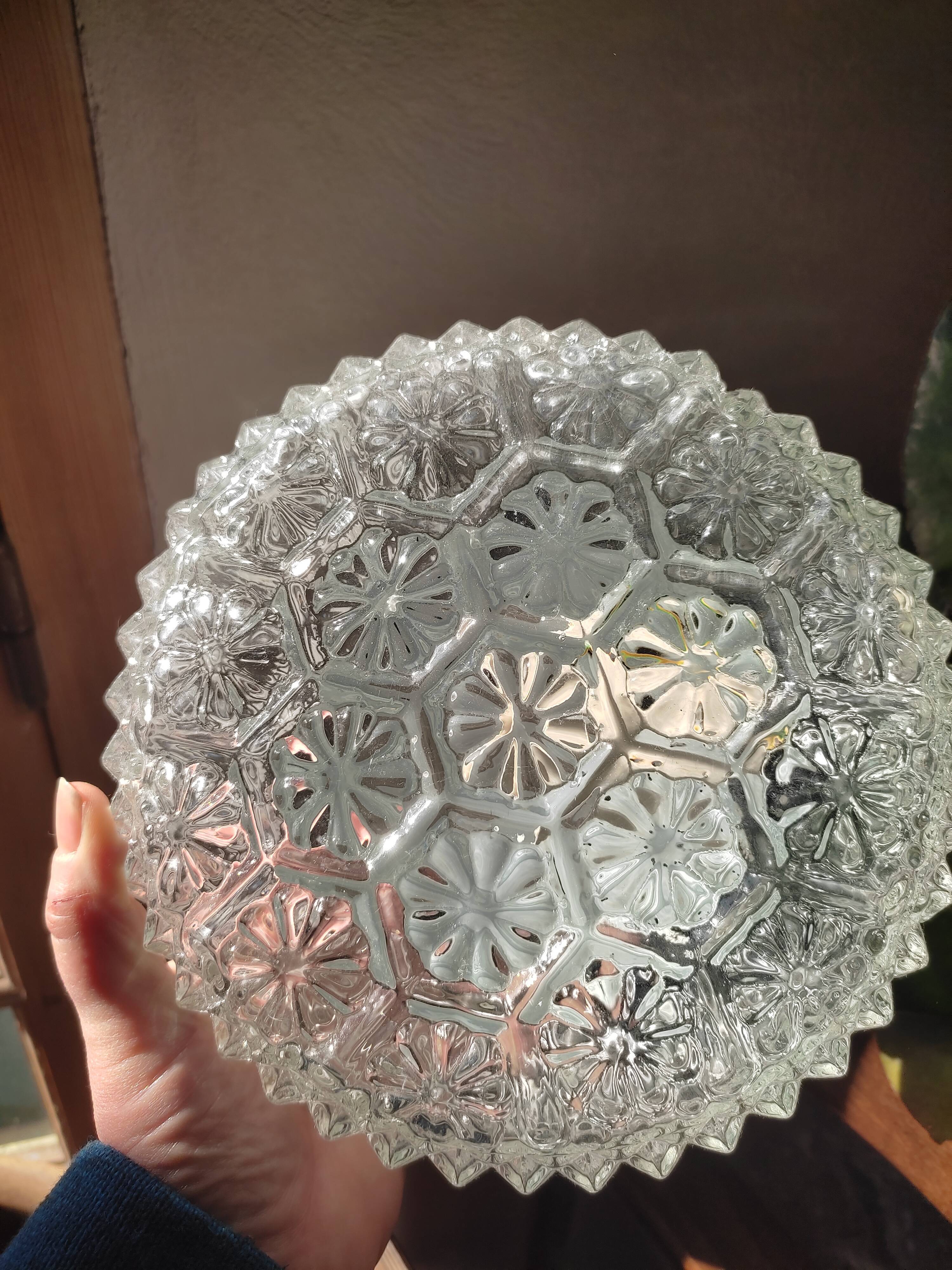 Glass ceiling lamp with small flowers