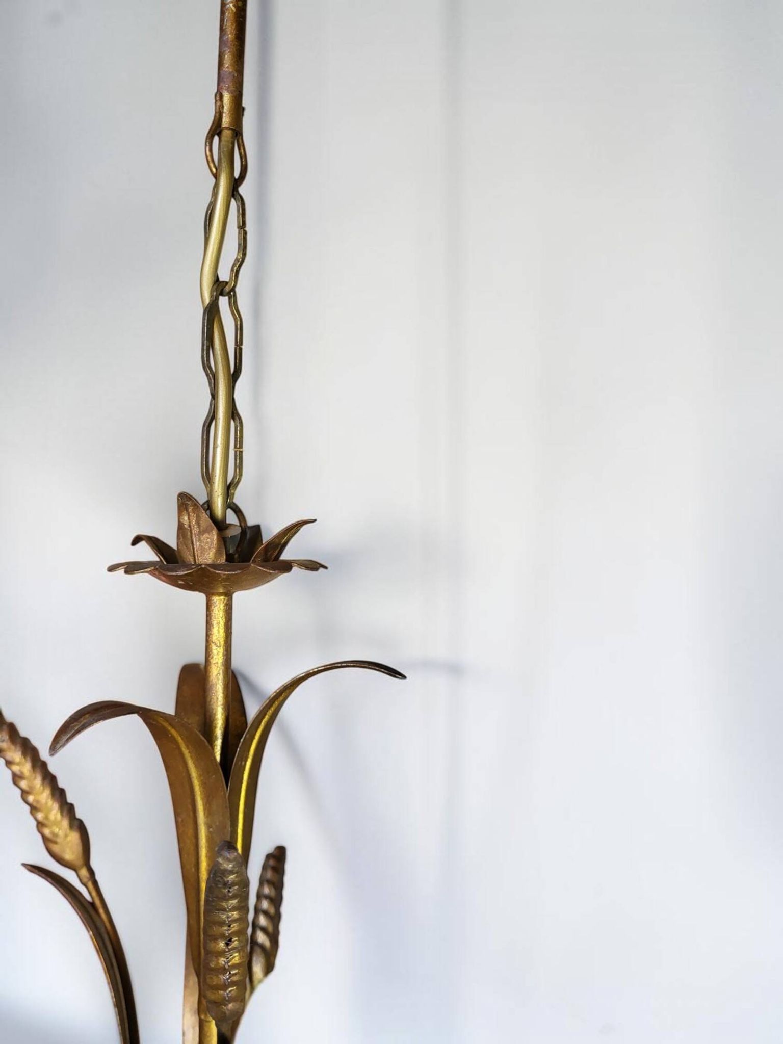 Golden metal chandelier Hollywood Regency, Hans Kögl 1970s