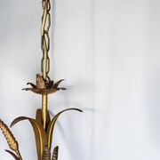 Golden metal chandelier Hollywood Regency, Hans Kögl 1970s