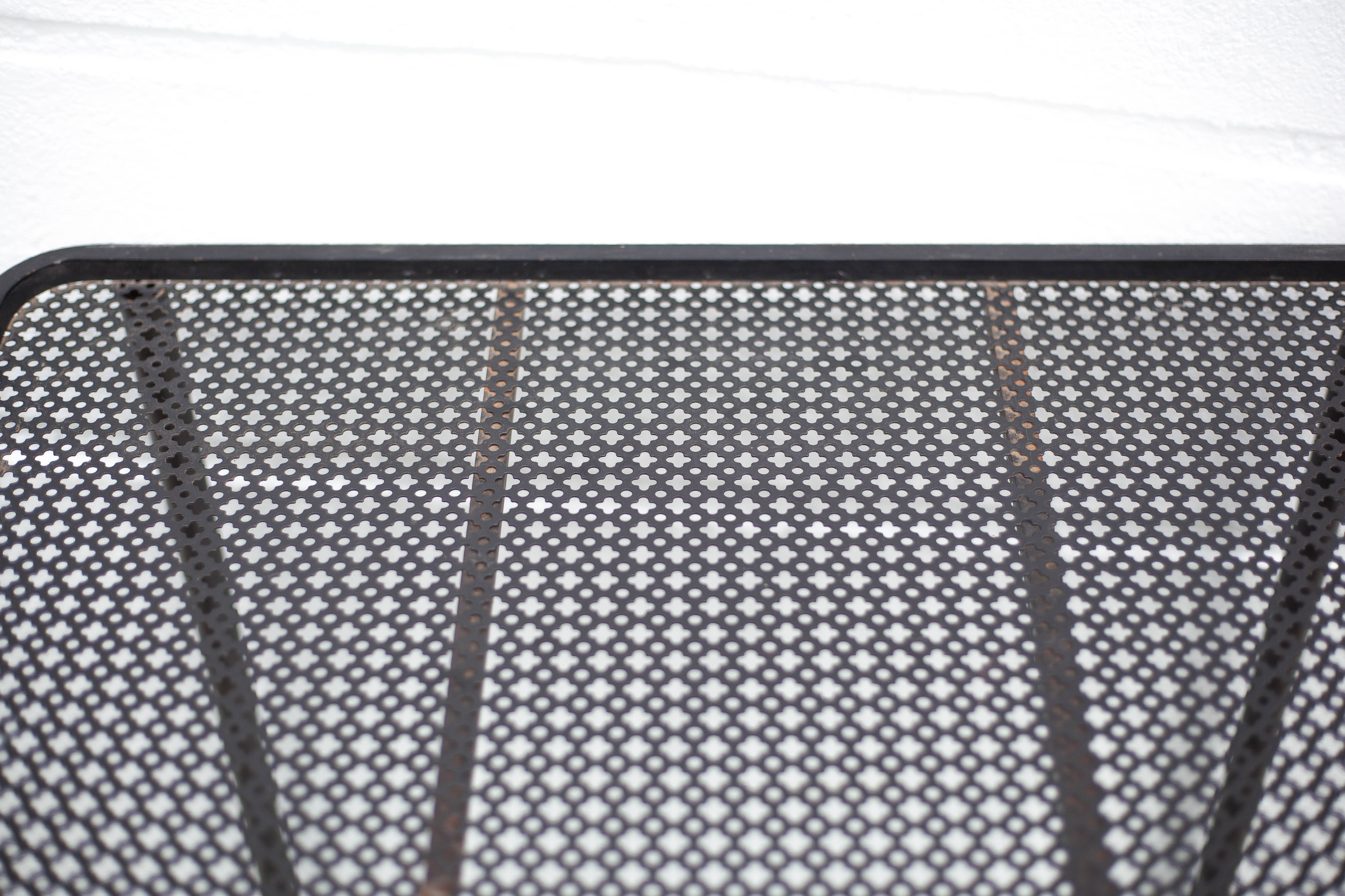 Mathieu Matégot rolling table, steel and brass service, 50s