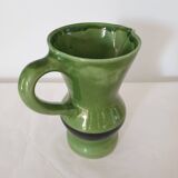 Green ceramic pitcher signed Longchamp - height 18.5cm