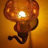 Three large vintage brown glass wall lights