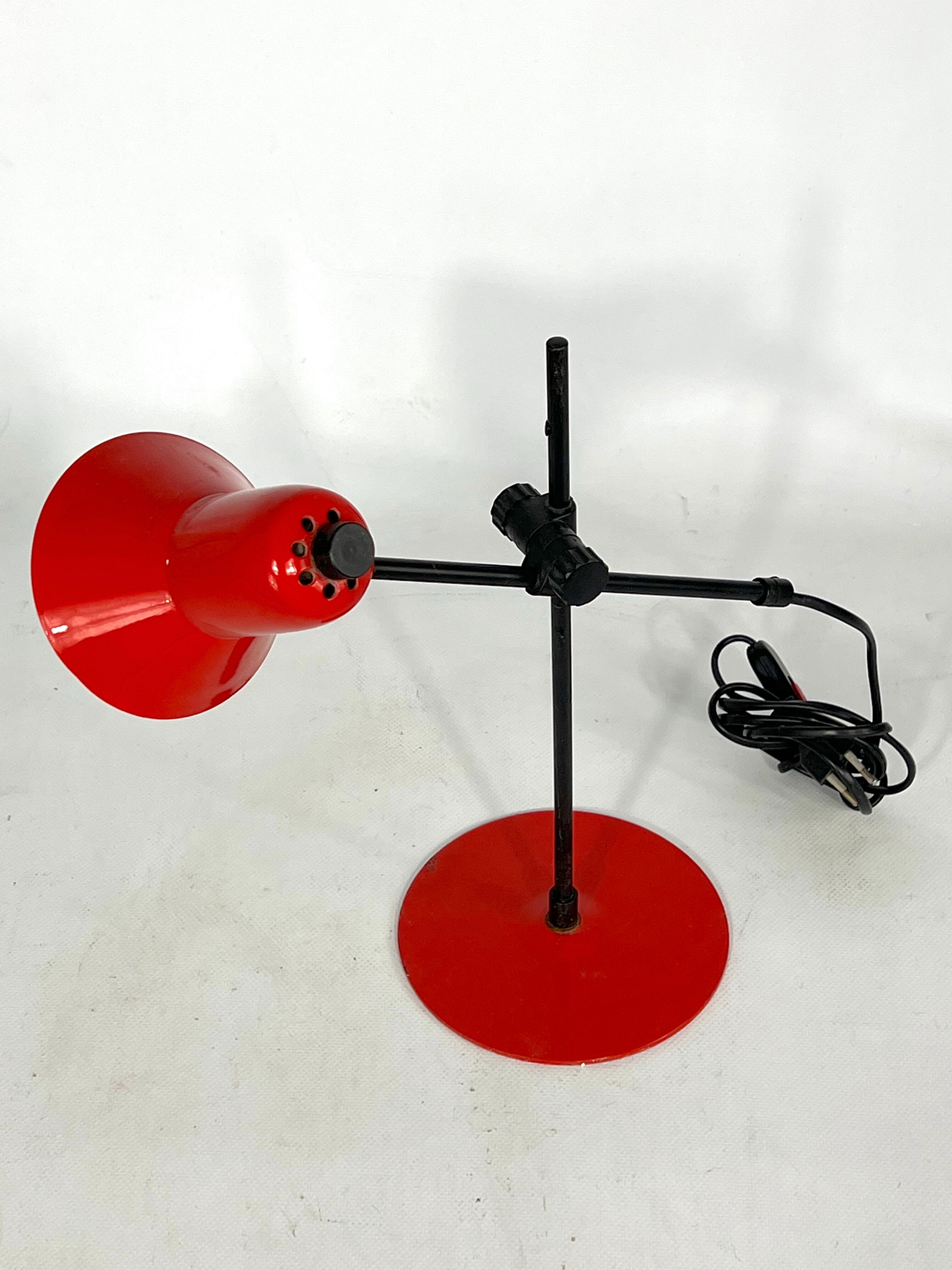 Vintage red table lamp by Veneta Lumi. Italy 1970s