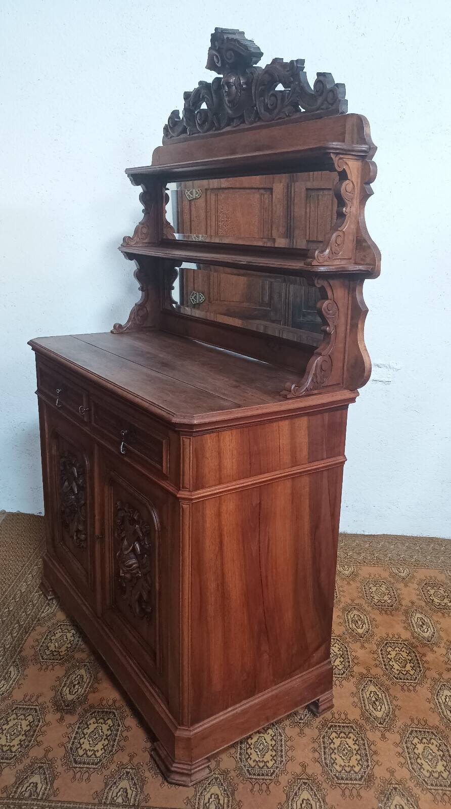 19th-century walnut Saint Hubert buffet