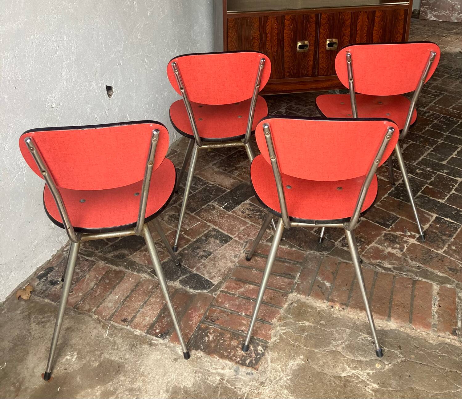 Red formica chairs