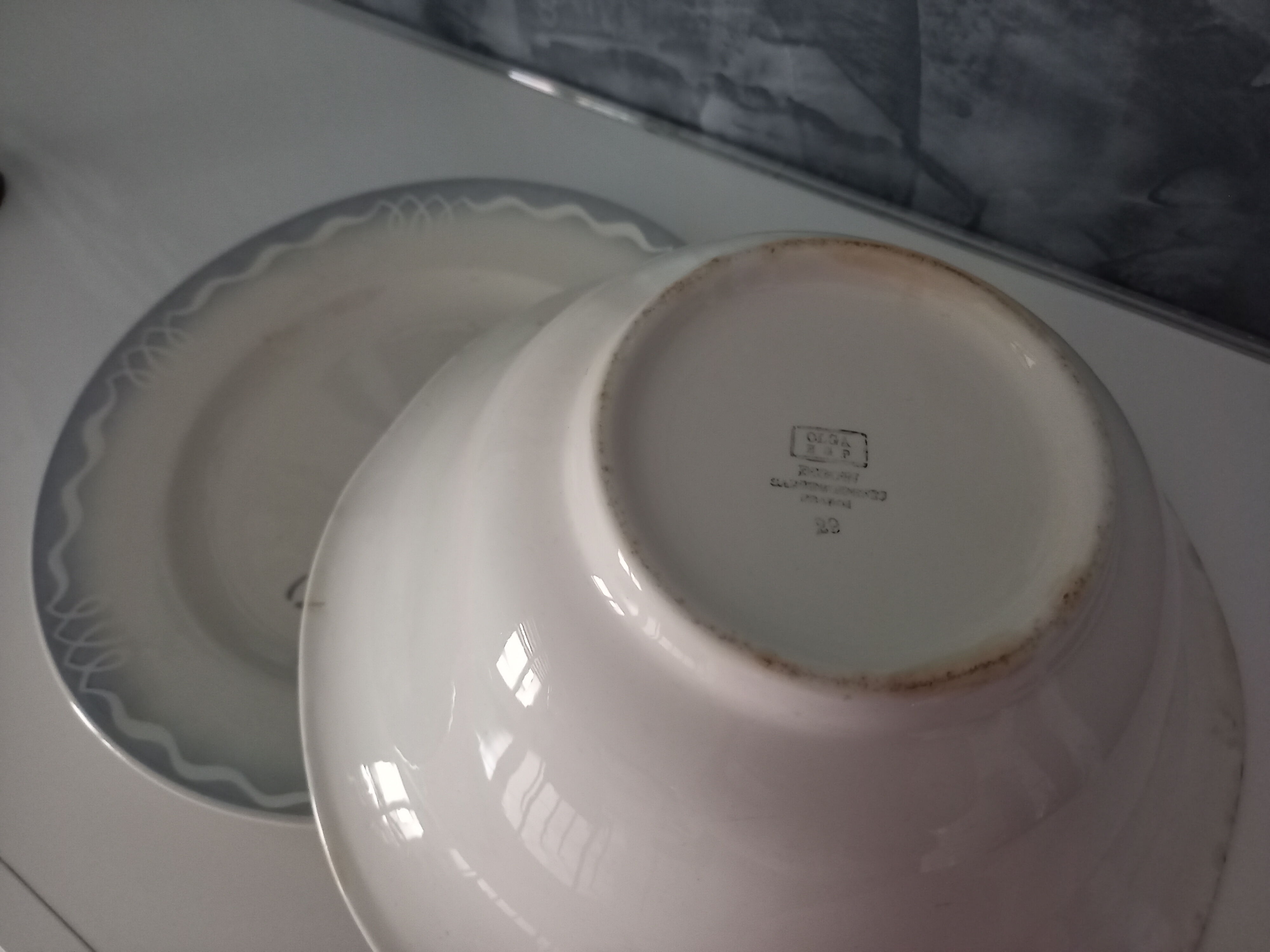 Ensemble saladier et plat rond Digoin Sarreguemines