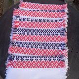 6 towels in Basque cotton patterns pink and indigo blue vintage
