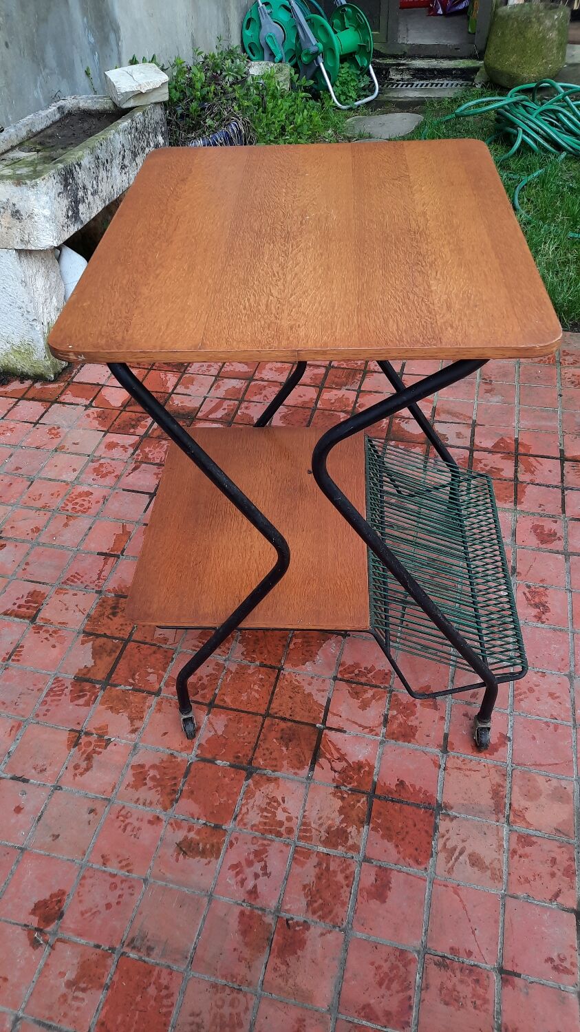 Trolley on wheels with vinyl door