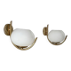 Pair of vintage wall sconces, brass and opaline, France, 1970.