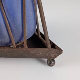 Mouth-Blown Glass and Iron Pyramid Table Lamp