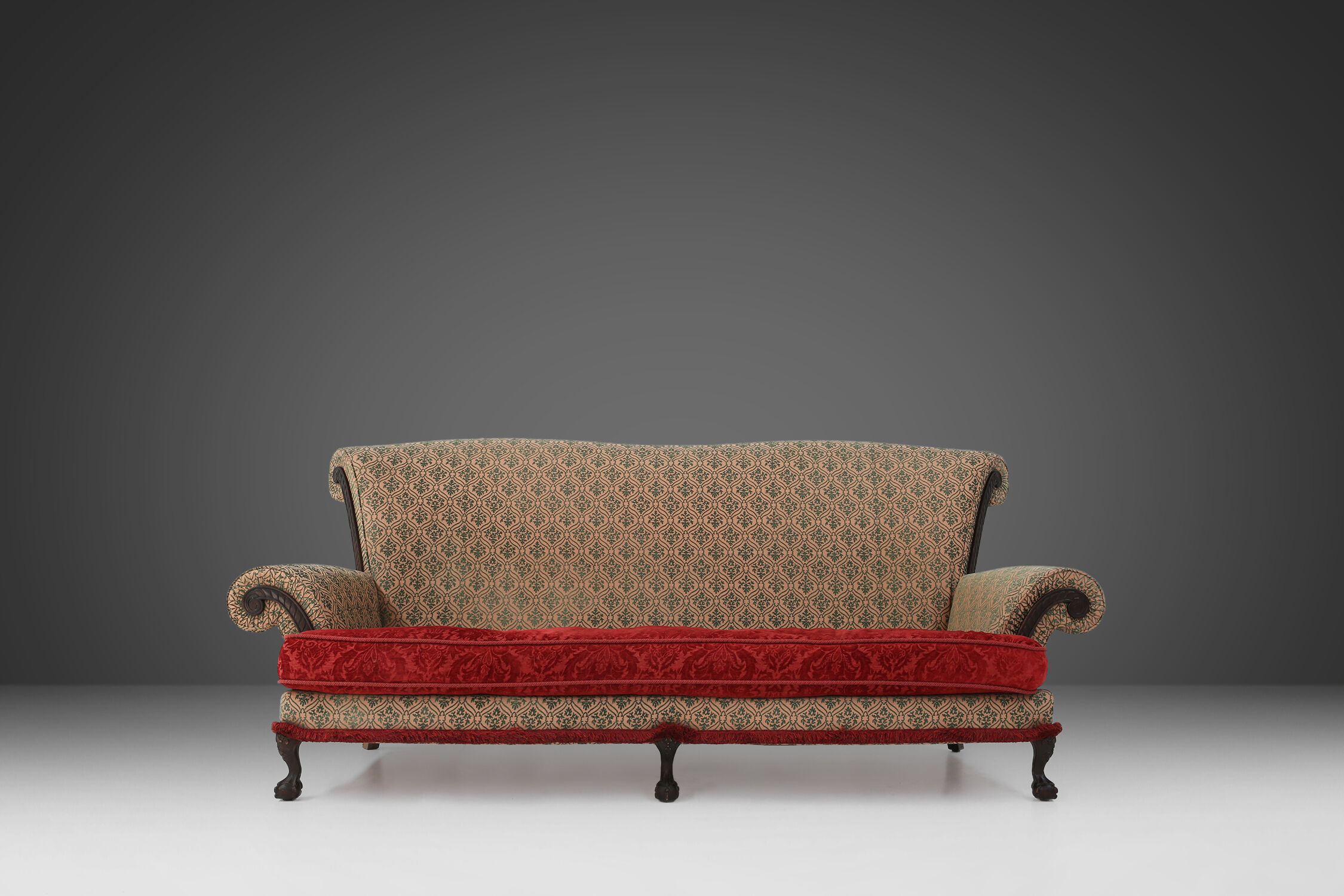 Extra large Victorian sofa and ottoman 1890