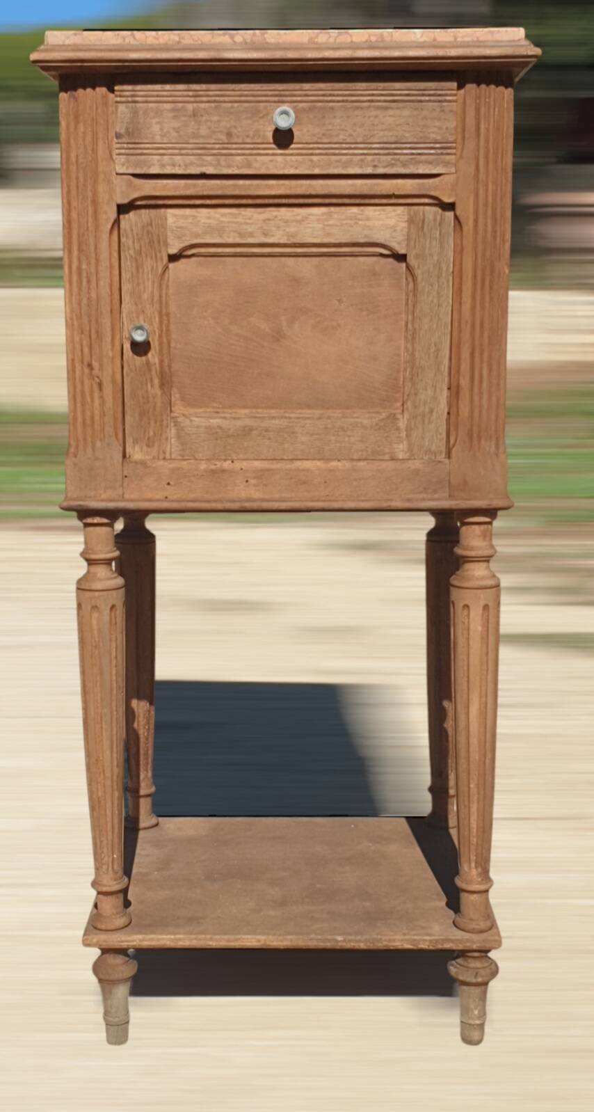 Natural wood bedside table
