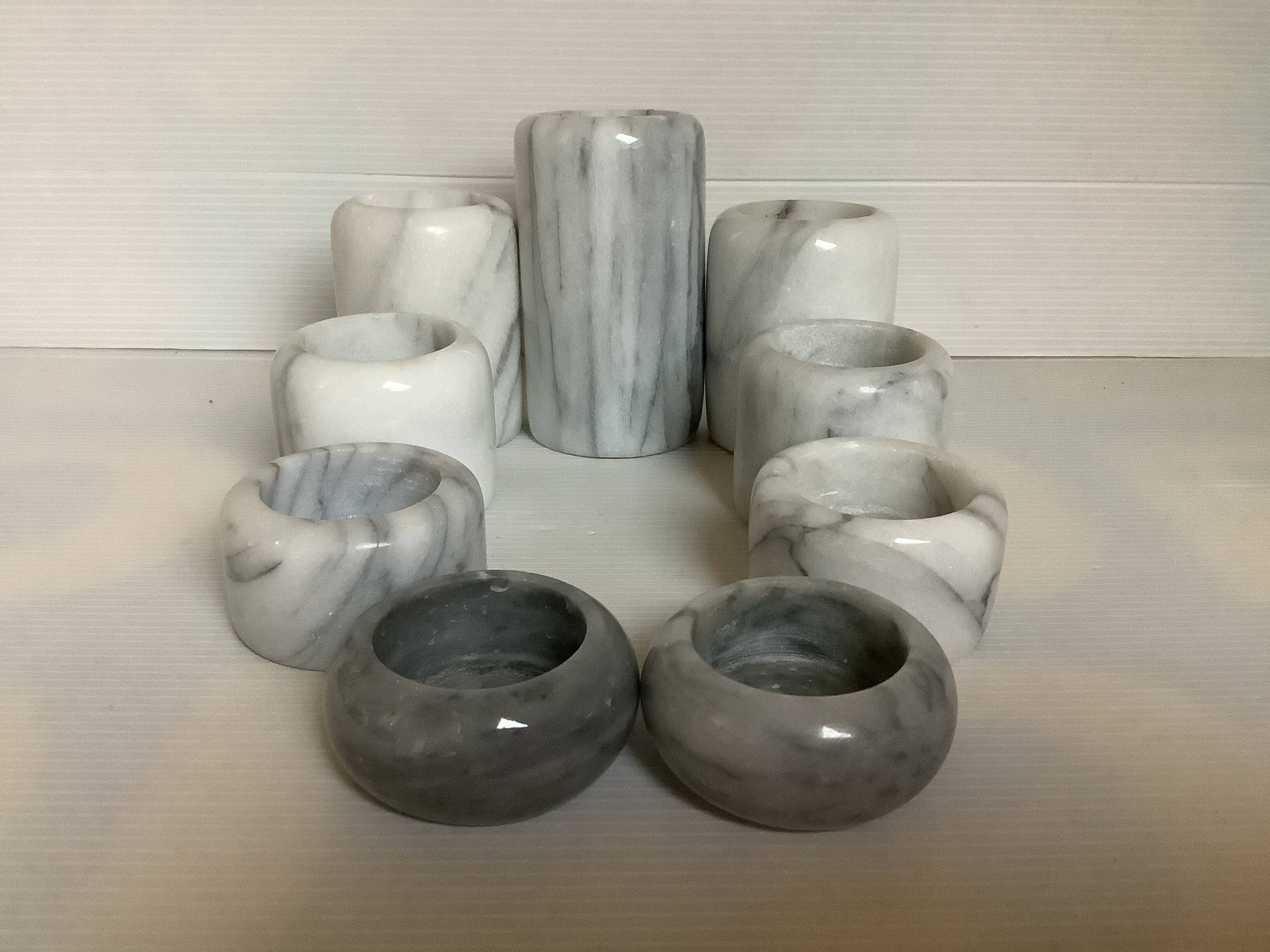 Nine marble candle holders