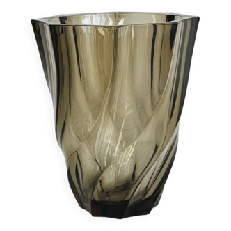 Vase en verre fumé épais