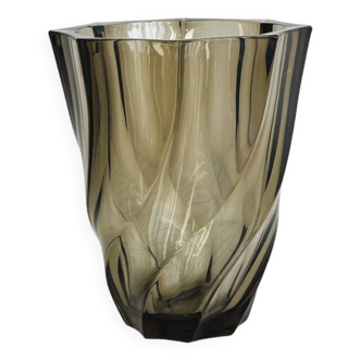 Thick smoked glass vase.