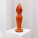 Orange Ceramic Statue by Hugo von Ott, 42cm, Mid-Century Modern Design, Handcrafted Studio Ceramic Sculpture