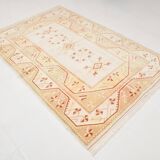 Tapis Kilim Vintage Oriental en Laine Fait Main,Beige,Pêche,Jaune 236x158Cm