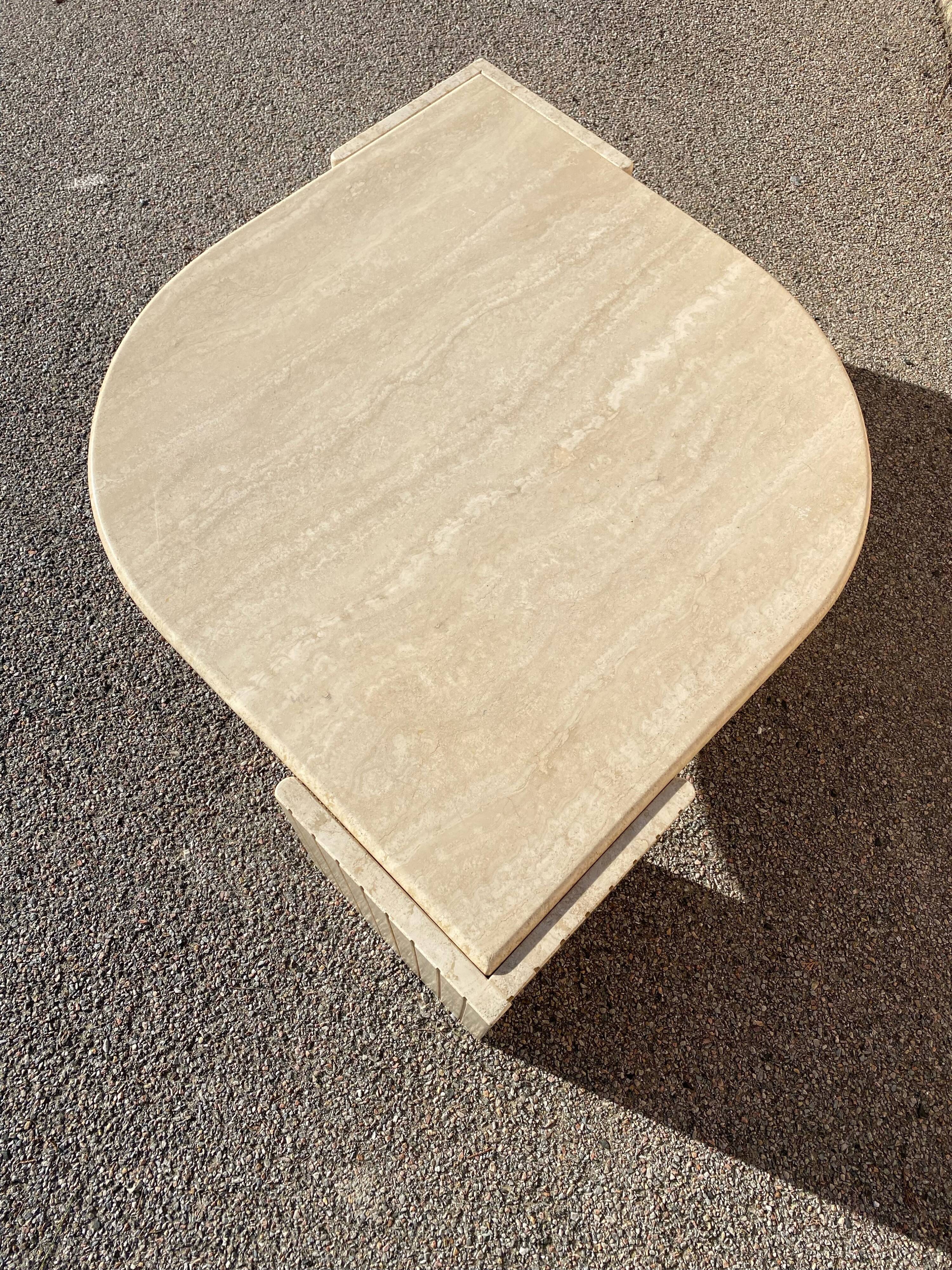 Coffee table in travertine marble design from the 80s