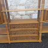 Modular bookcase in vintage rattan