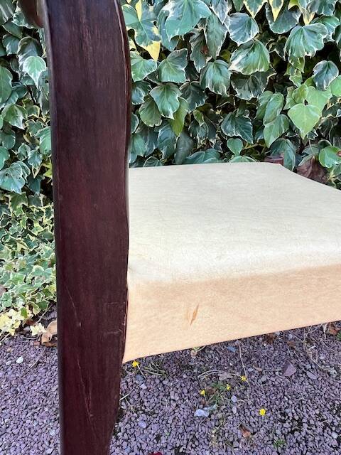 6 Scandinavian chairs with pale yellow skai seats