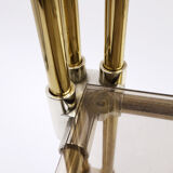 double-plated square tray in smoked glass and gilded brass structure from the late 1970s