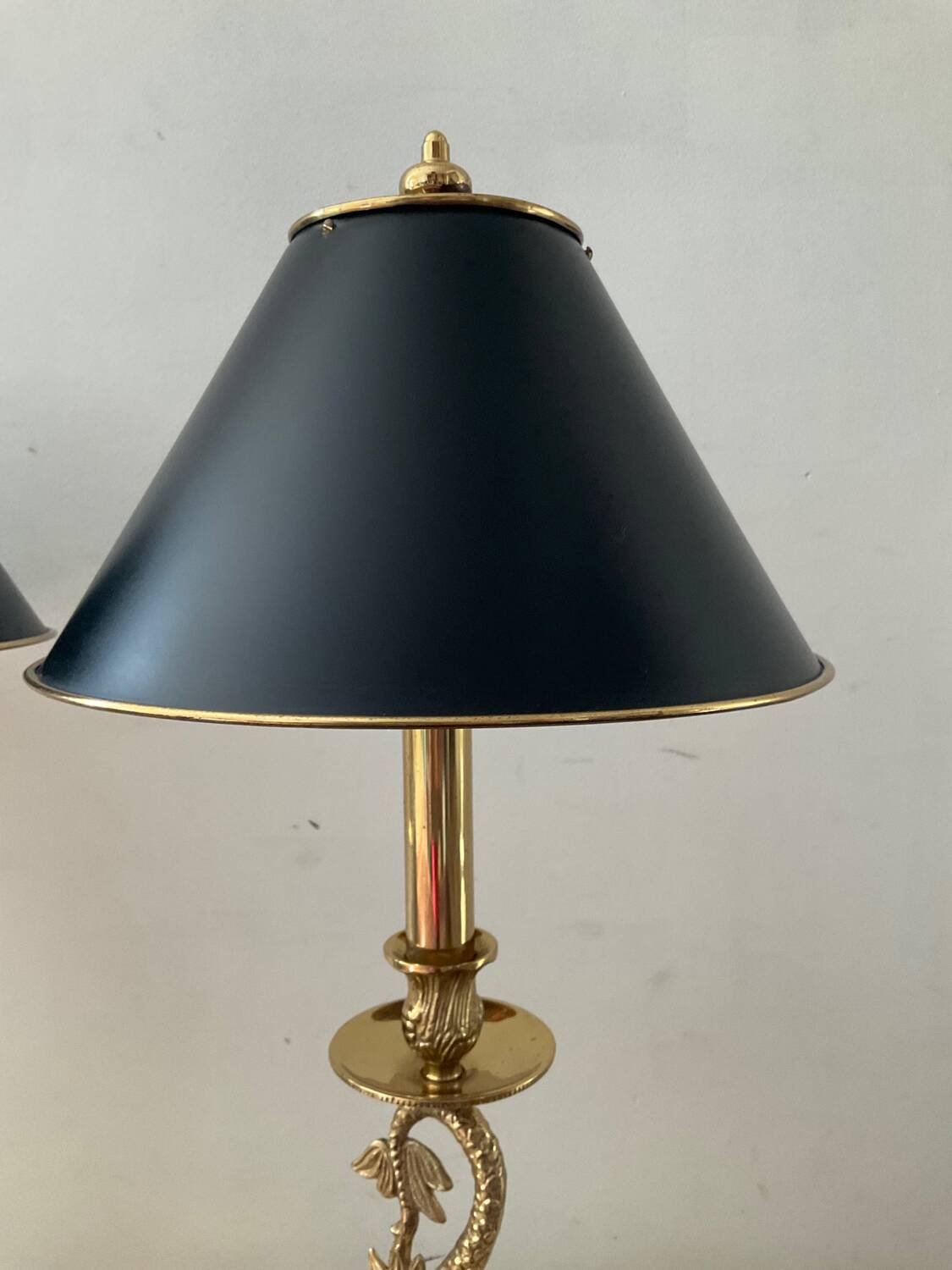 Pair of Empire lamps in bronze and sheet metal