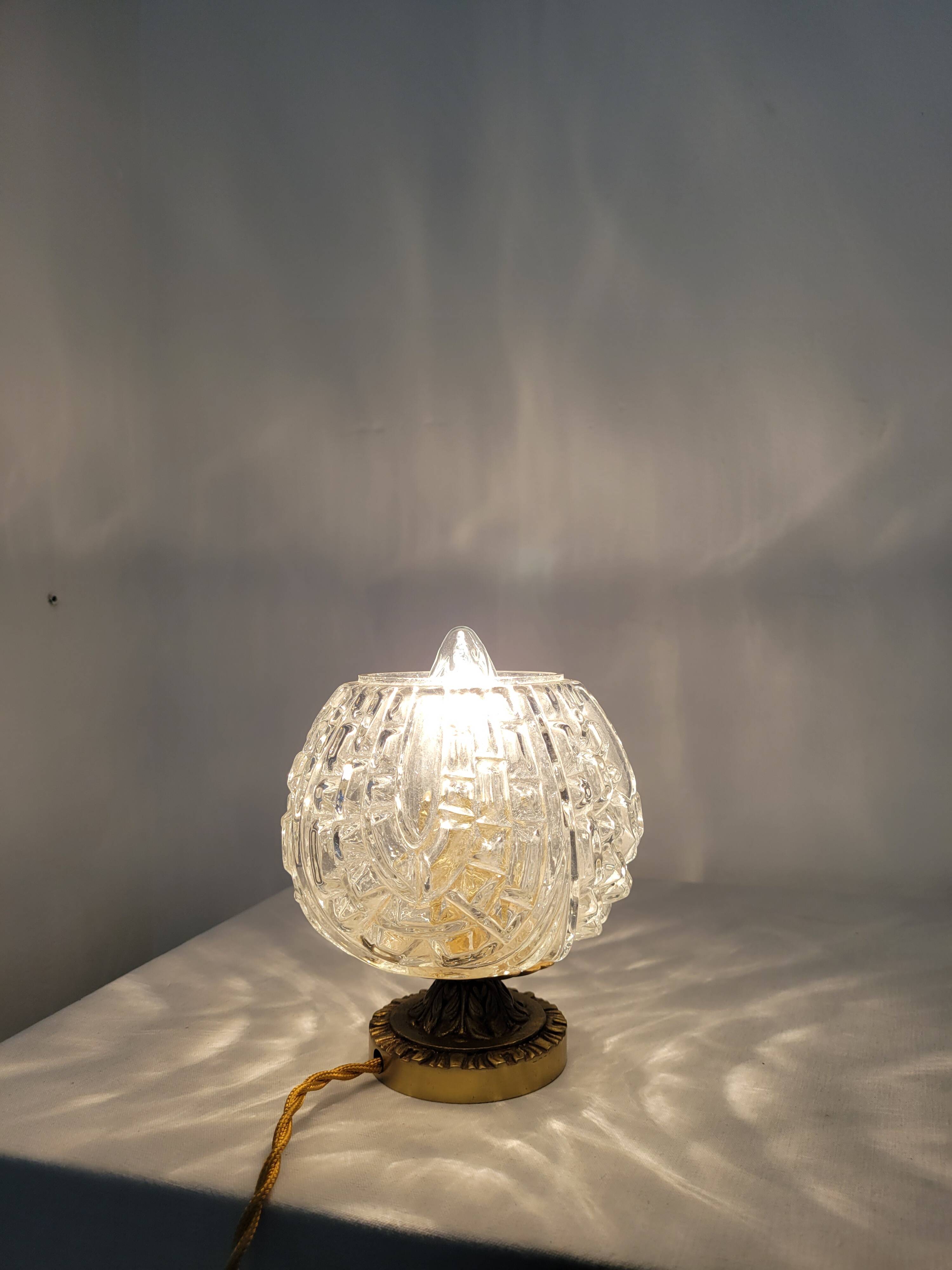 Art Deco bronze and glass lamp