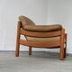 Teak and leather club armchairs