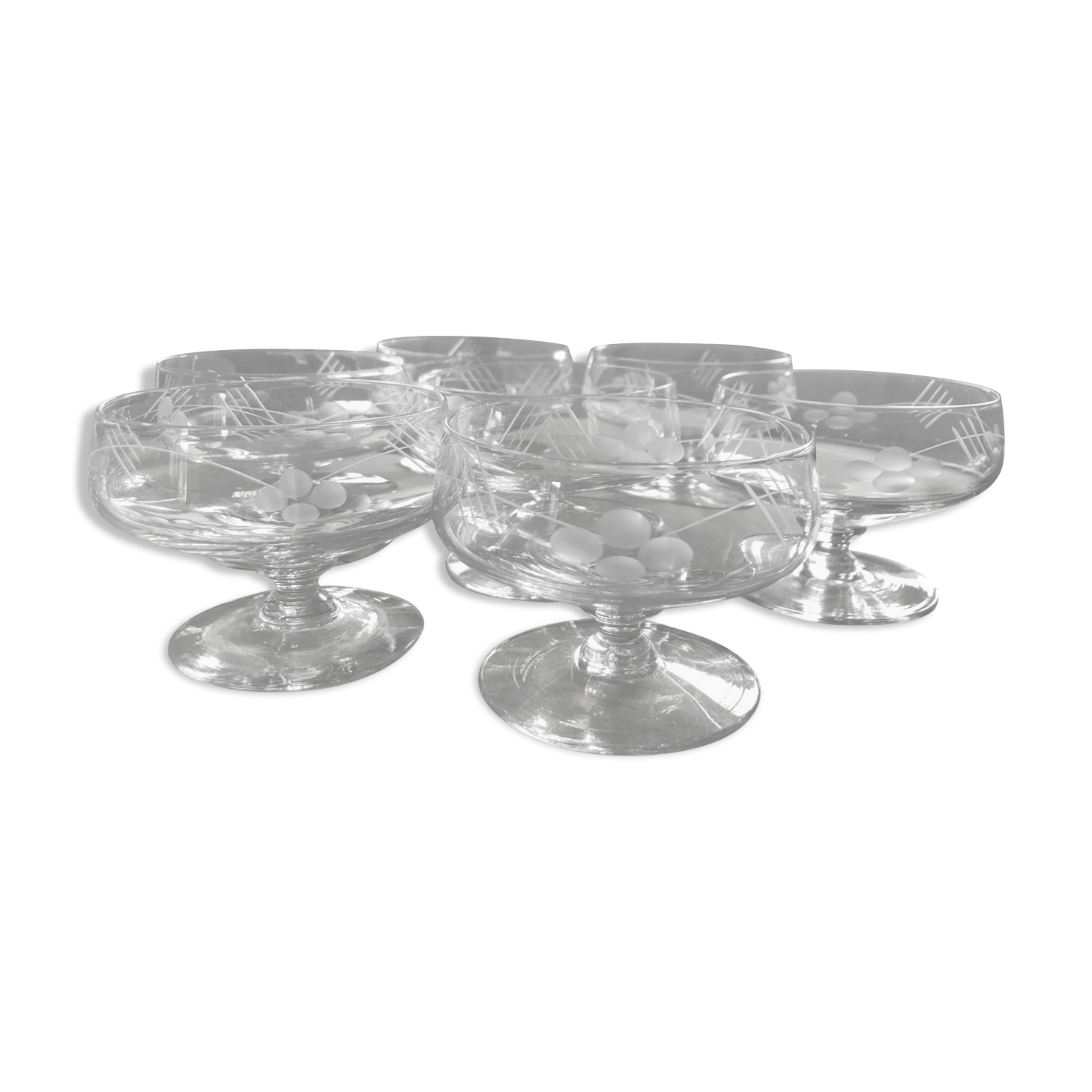 Lot champagne glasses and digestive glasses