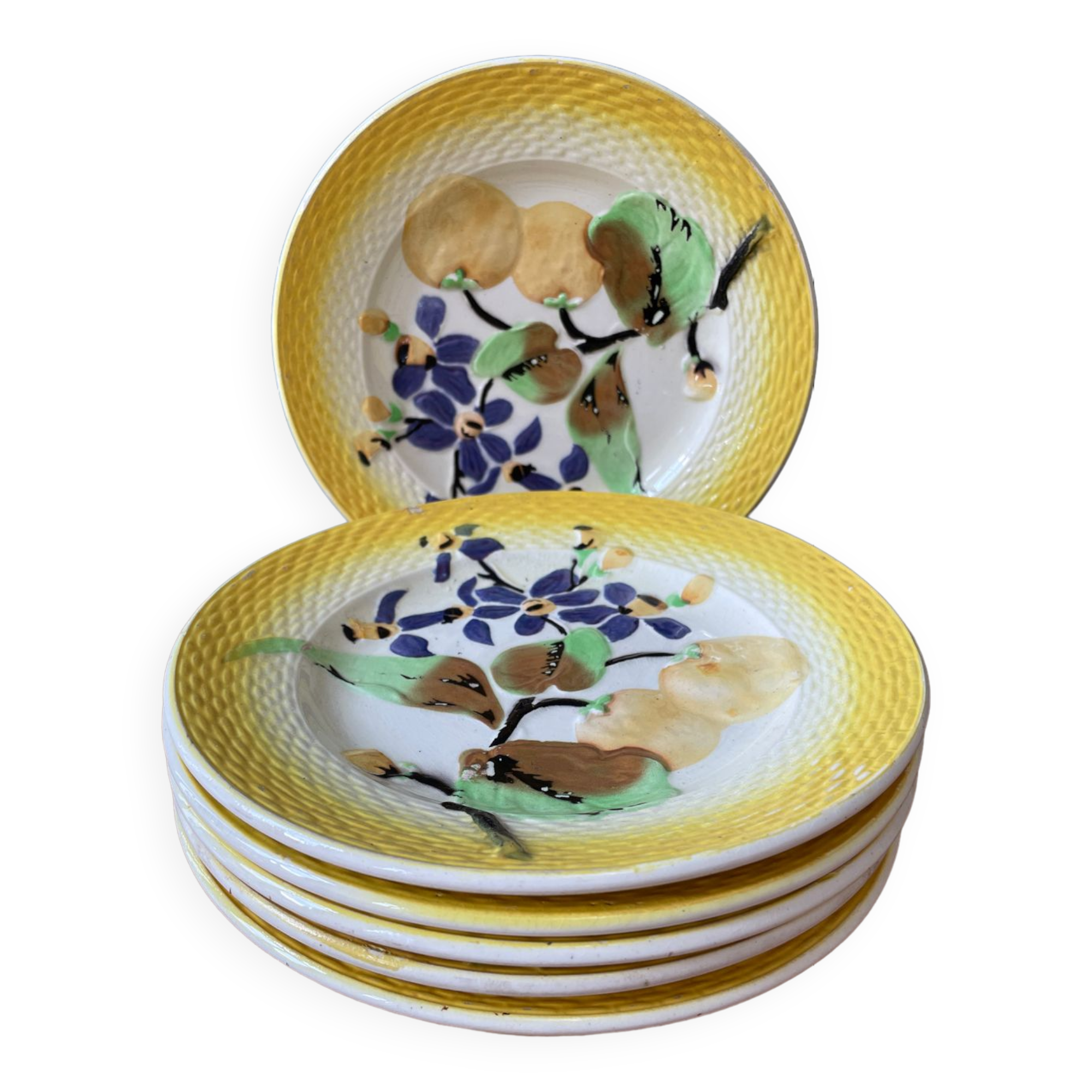 6 plates earthenware slips Moulin des Loups