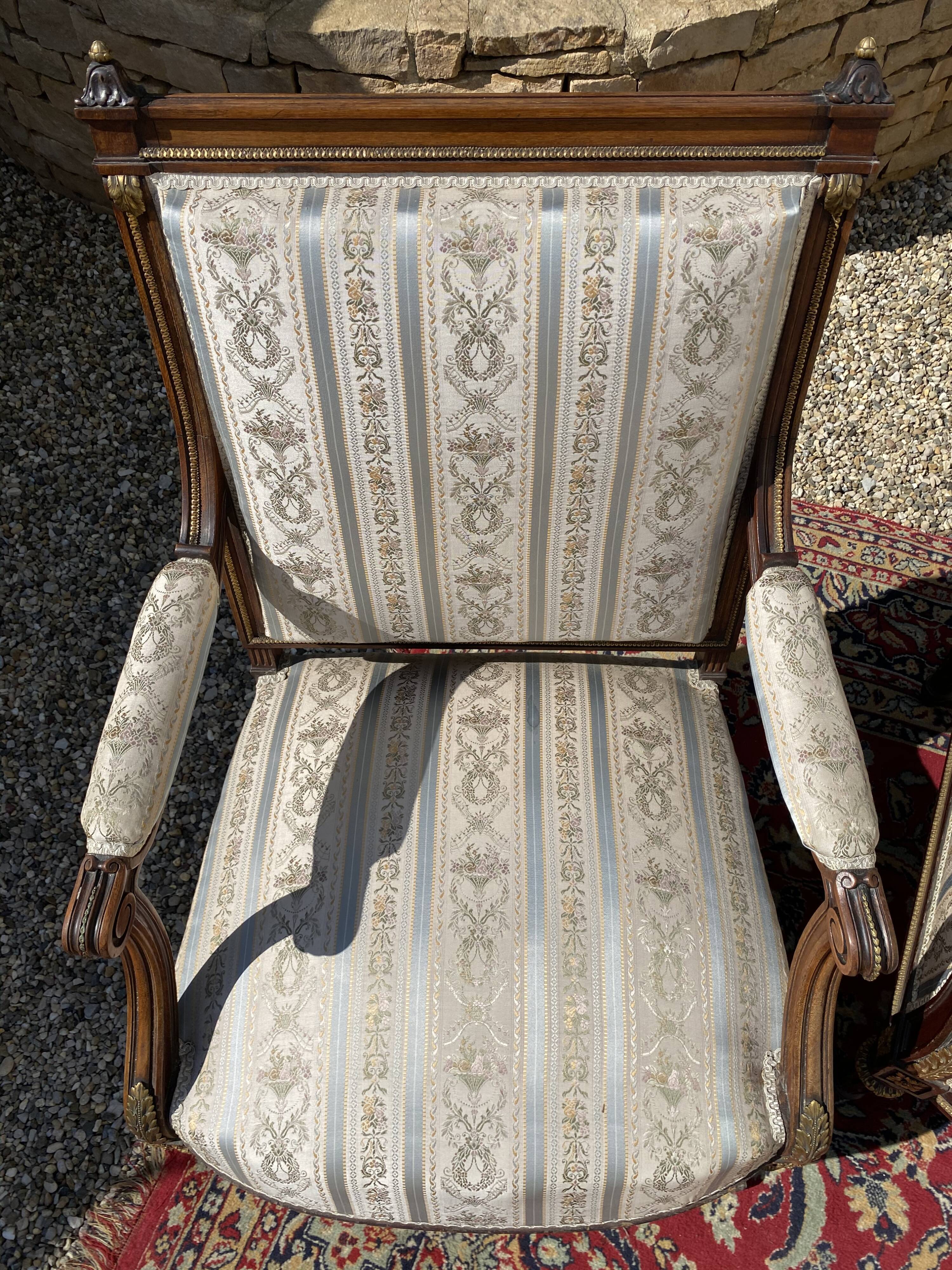 Salon 7 pièces acajou & bronze style Louis XVI