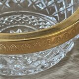 Salad bowl and cups in cut glass and brass
