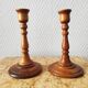 Paire de bougeoirs vintage bois tourné
