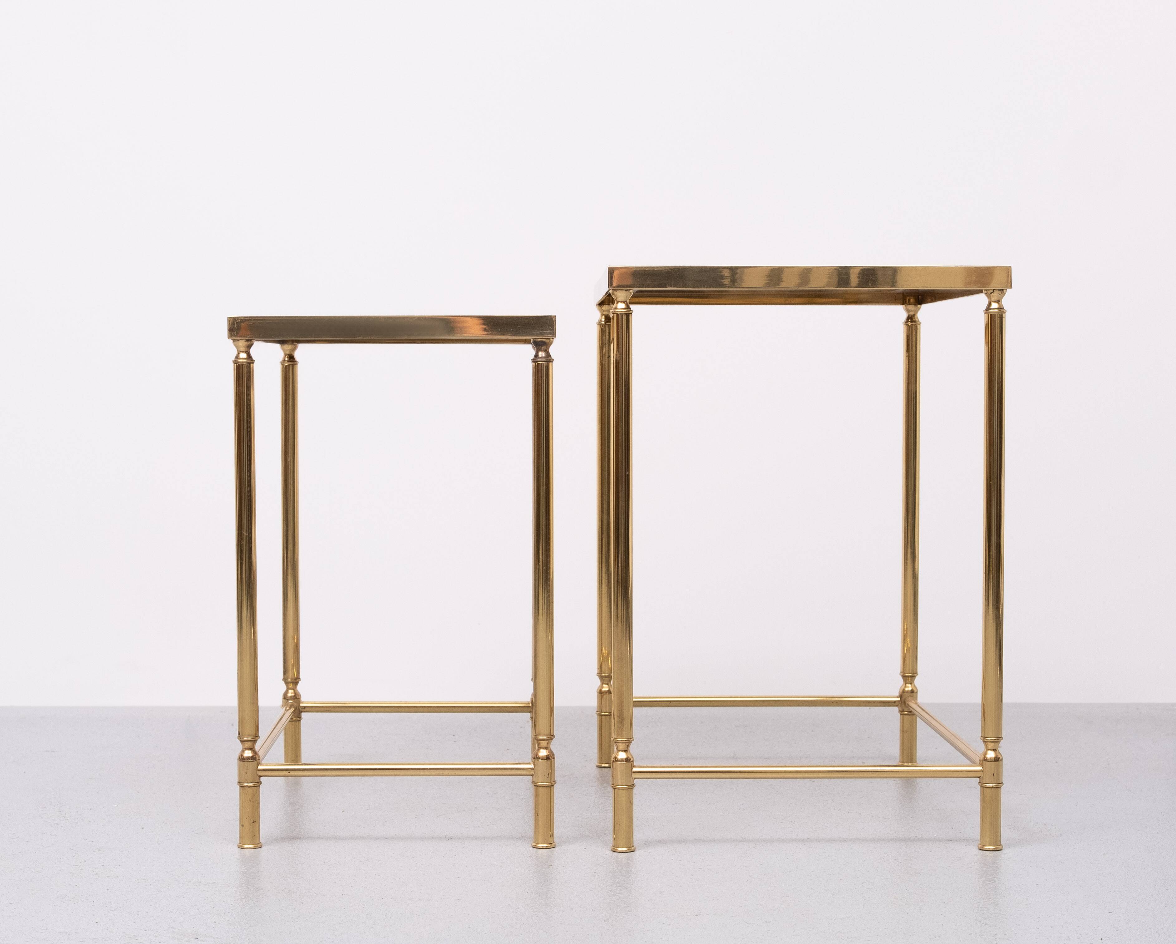Brass side tables Hollywood Recency 1970s France