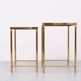 Tables d'appoint en laiton Hollywood Recency années 1970 France