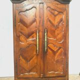 Louis XV cabinet with gendarme hat in solid cherry wood 18th century
