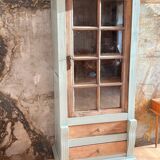 Raw wood and celadon glass cabinet