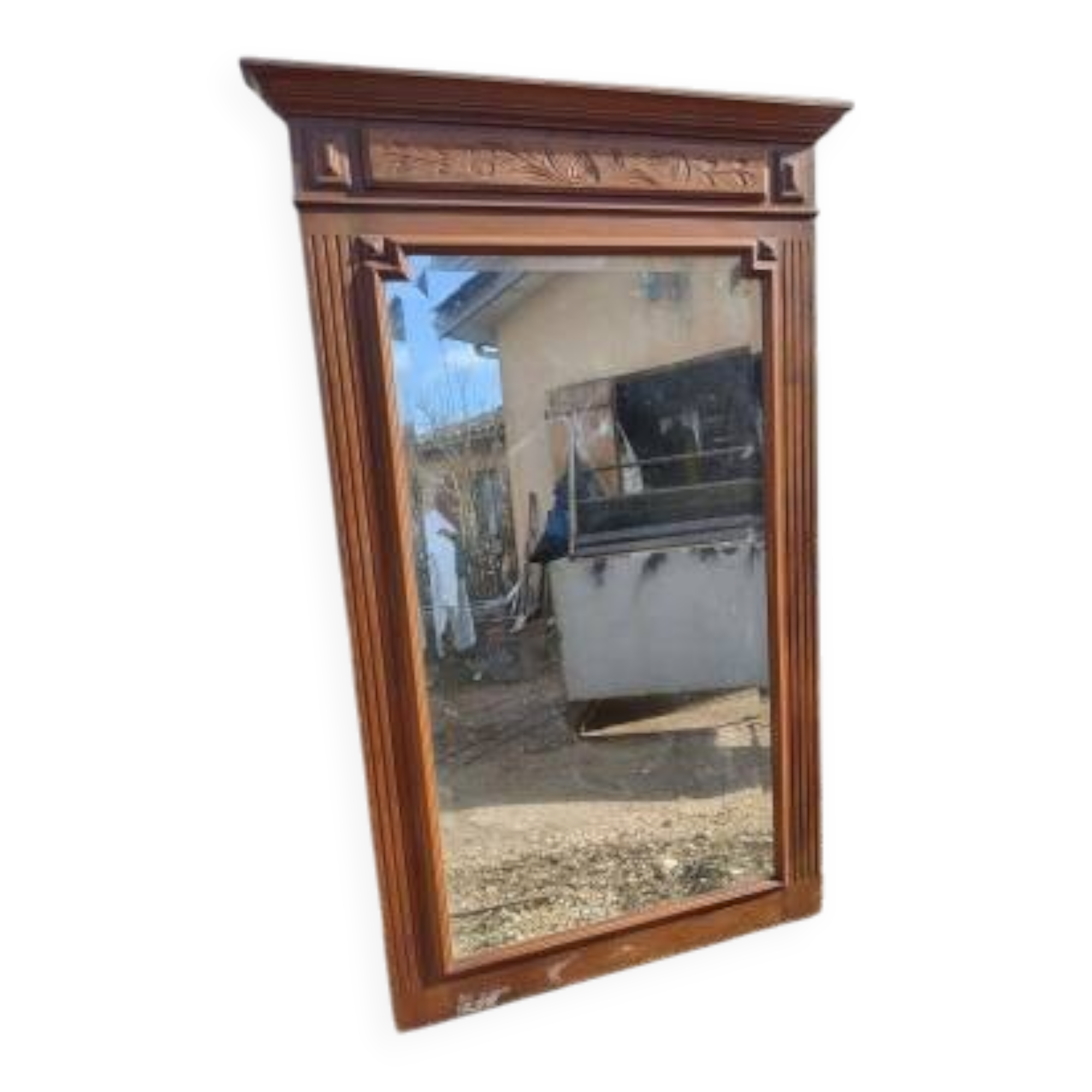 Wooden fireplace mirror