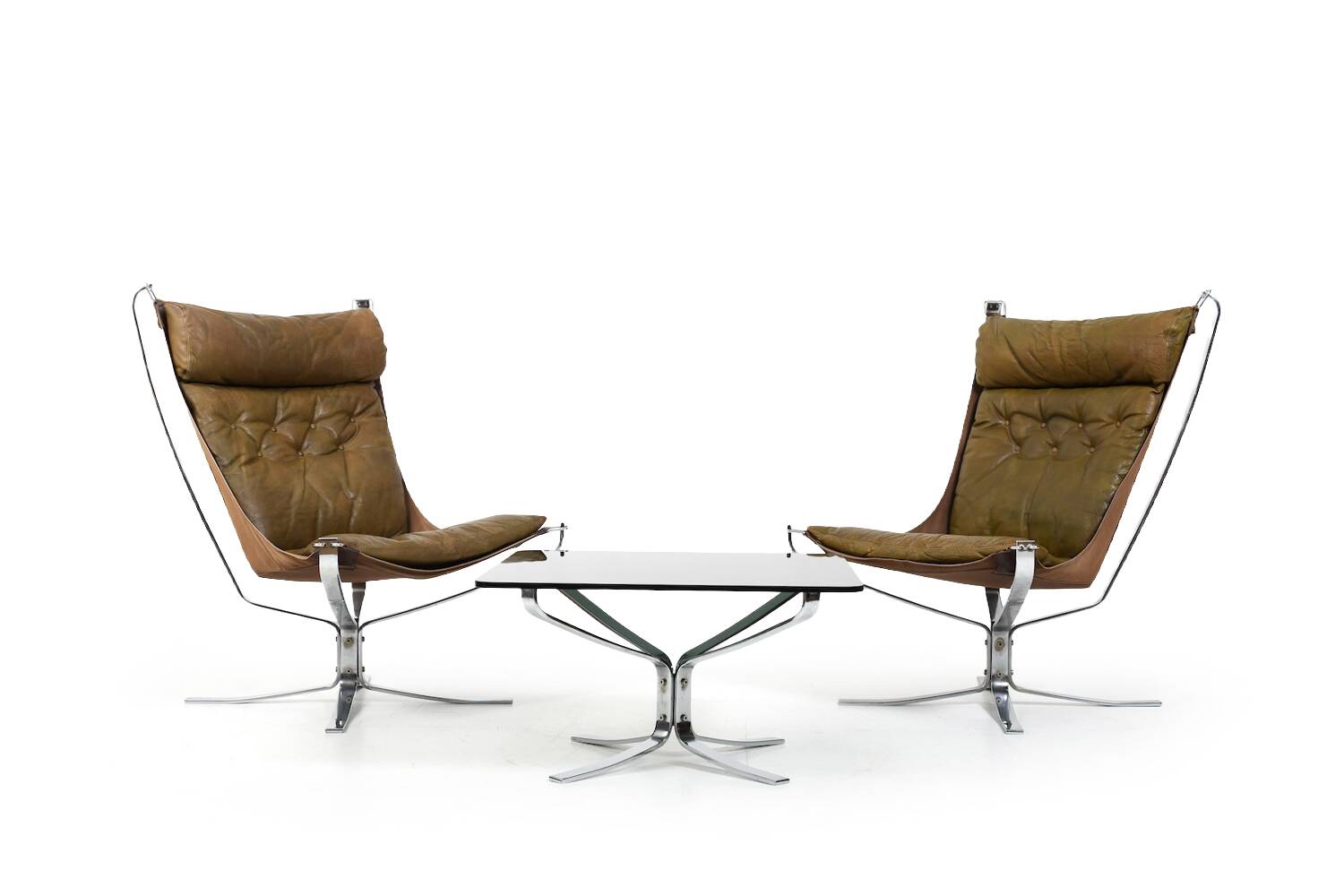 Chaises et table Chromed Falcon par Sigurd Ressell années 1970