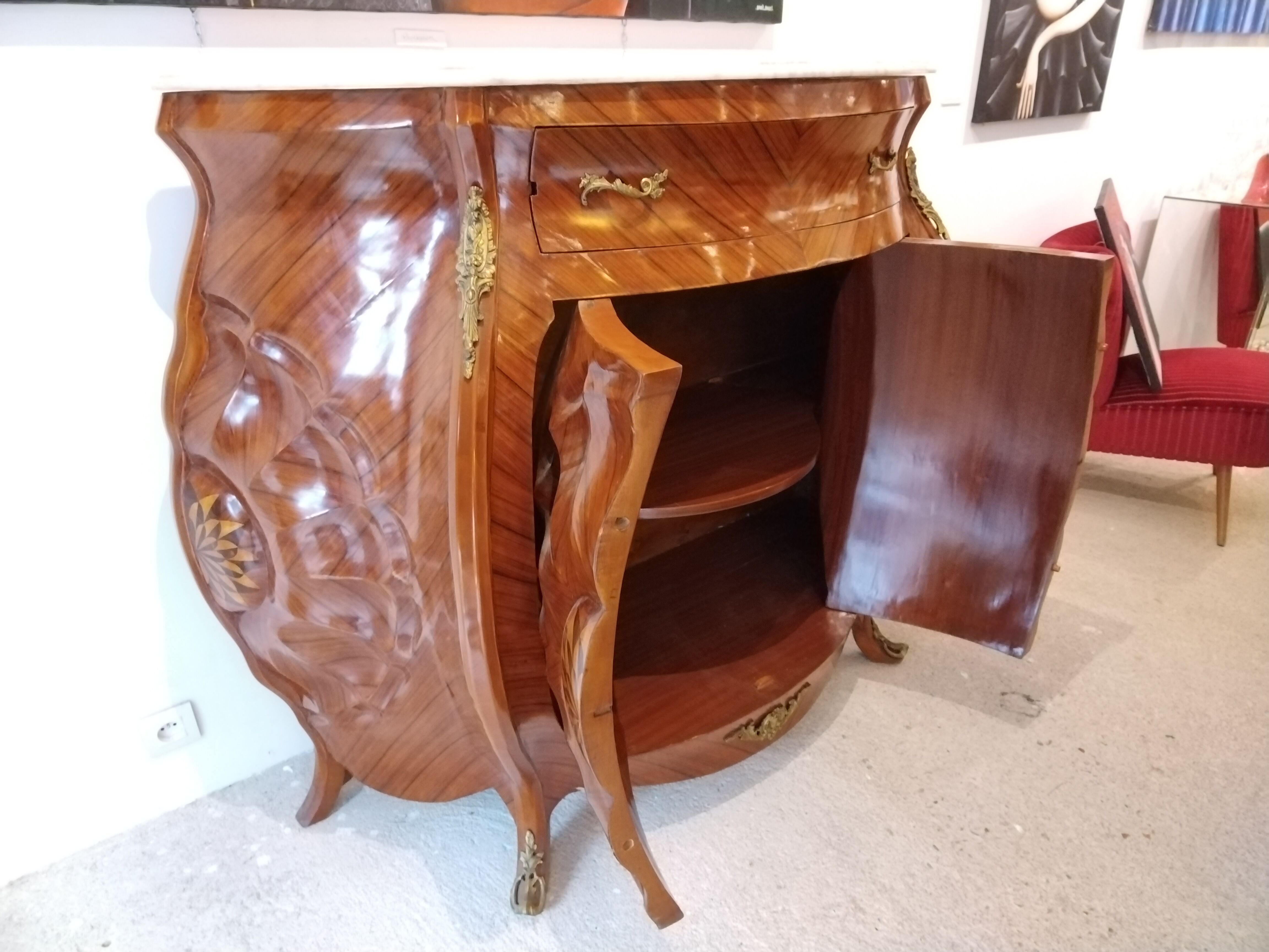 Louis XV style marquetry bar furniture