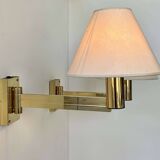 Pair of vintage adjustable wall lights, solid brass, Sweden 1970
