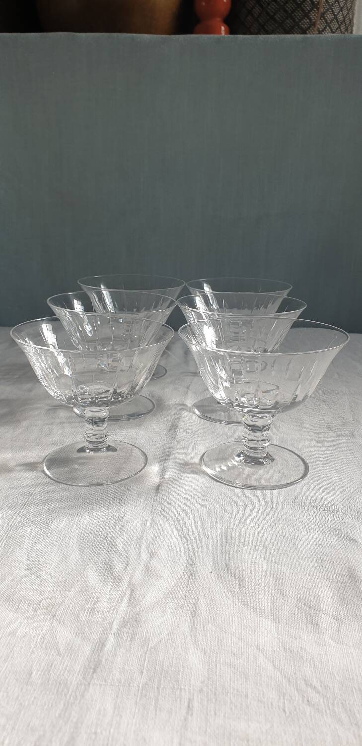6 coupes à Champagne en cristal