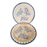 Decorative openwork plates with blue flowers