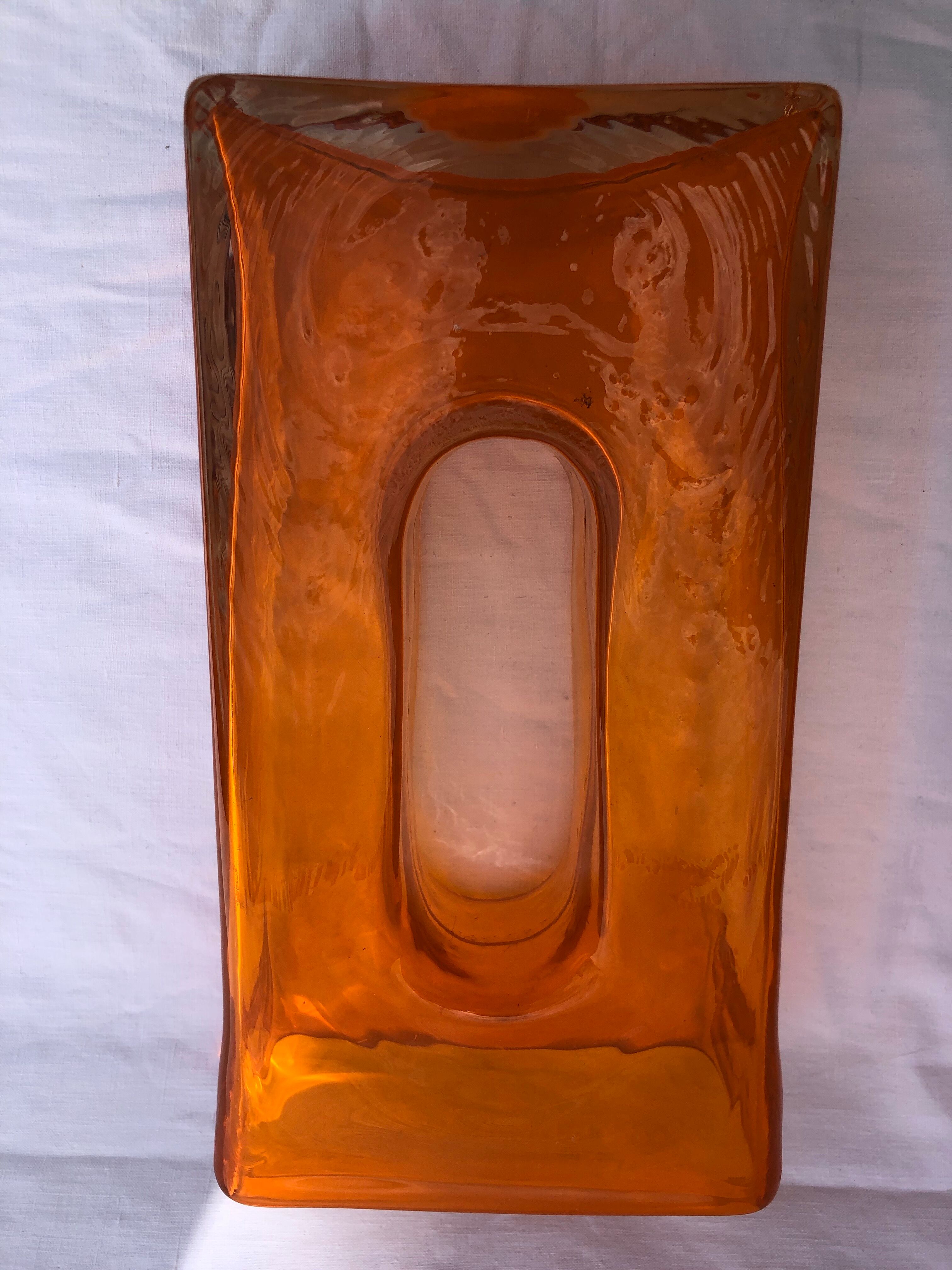 Pop Art Vase vintage orange glass paste year 70. Very good condition.