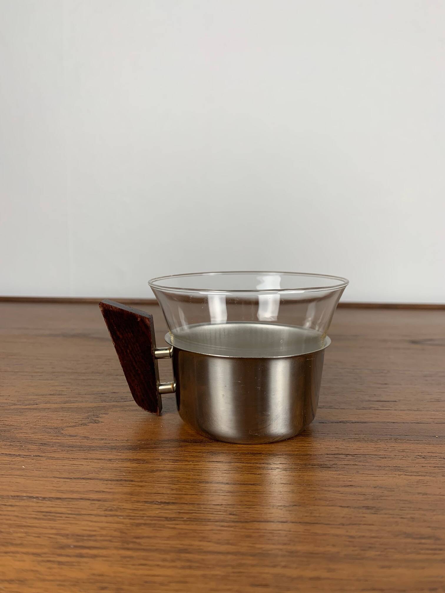 Set of 4 metal and glass cups, 1970