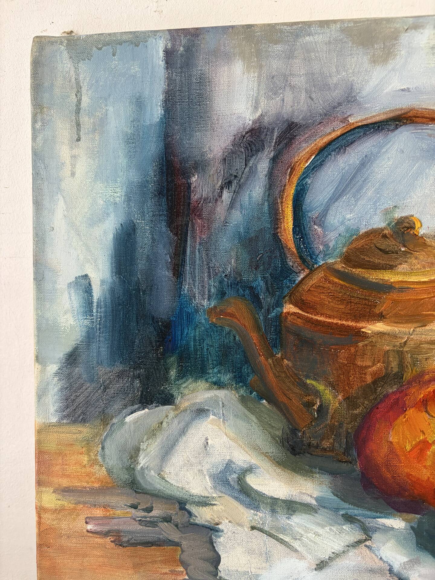 Nature morte, table de cuisine signé Paumier 1999