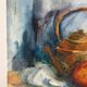 Nature morte, table de cuisine signé Paumier 1999