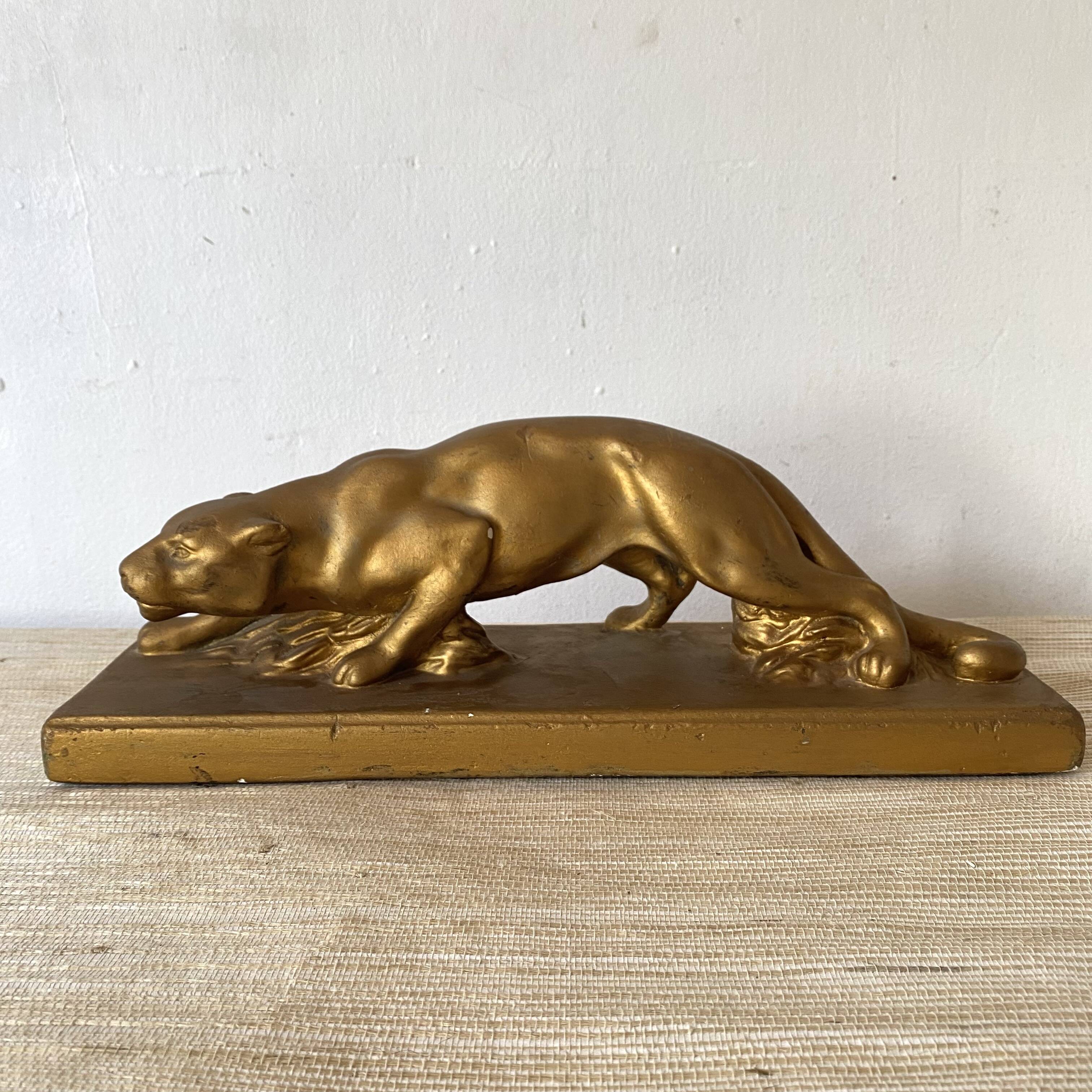 1950s gilded plaster panther