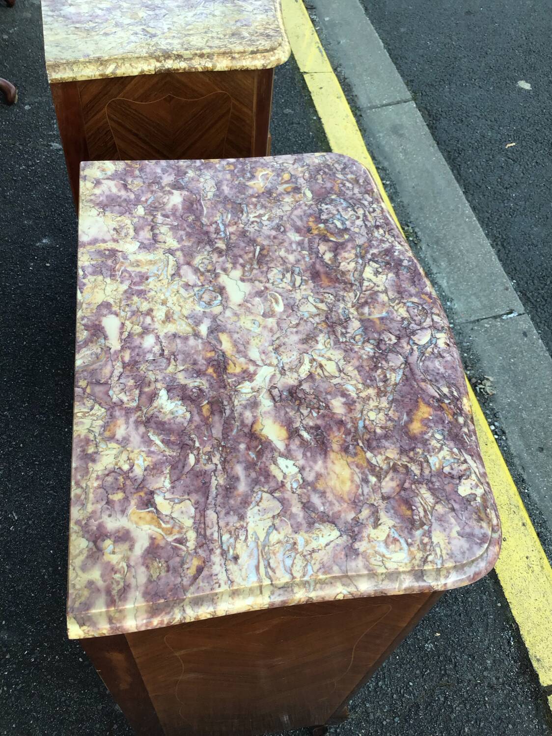 Pair of Louis XV style marquetry chiffonniers